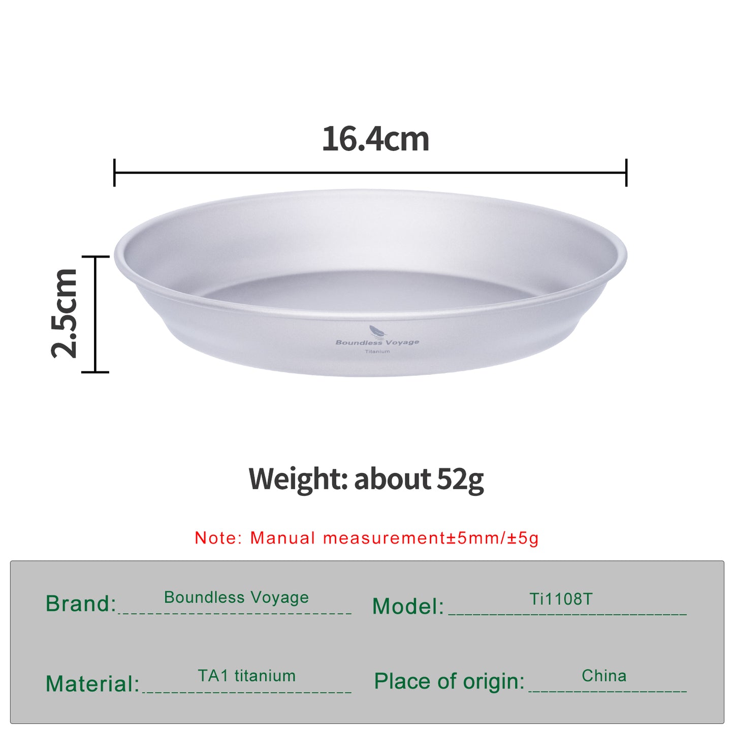 Boundless Voyage Titanium Camping Pan Plate – Ultralight Outdoor Dish with Carry Bag for Backpacking, Hiking & Tableware Use