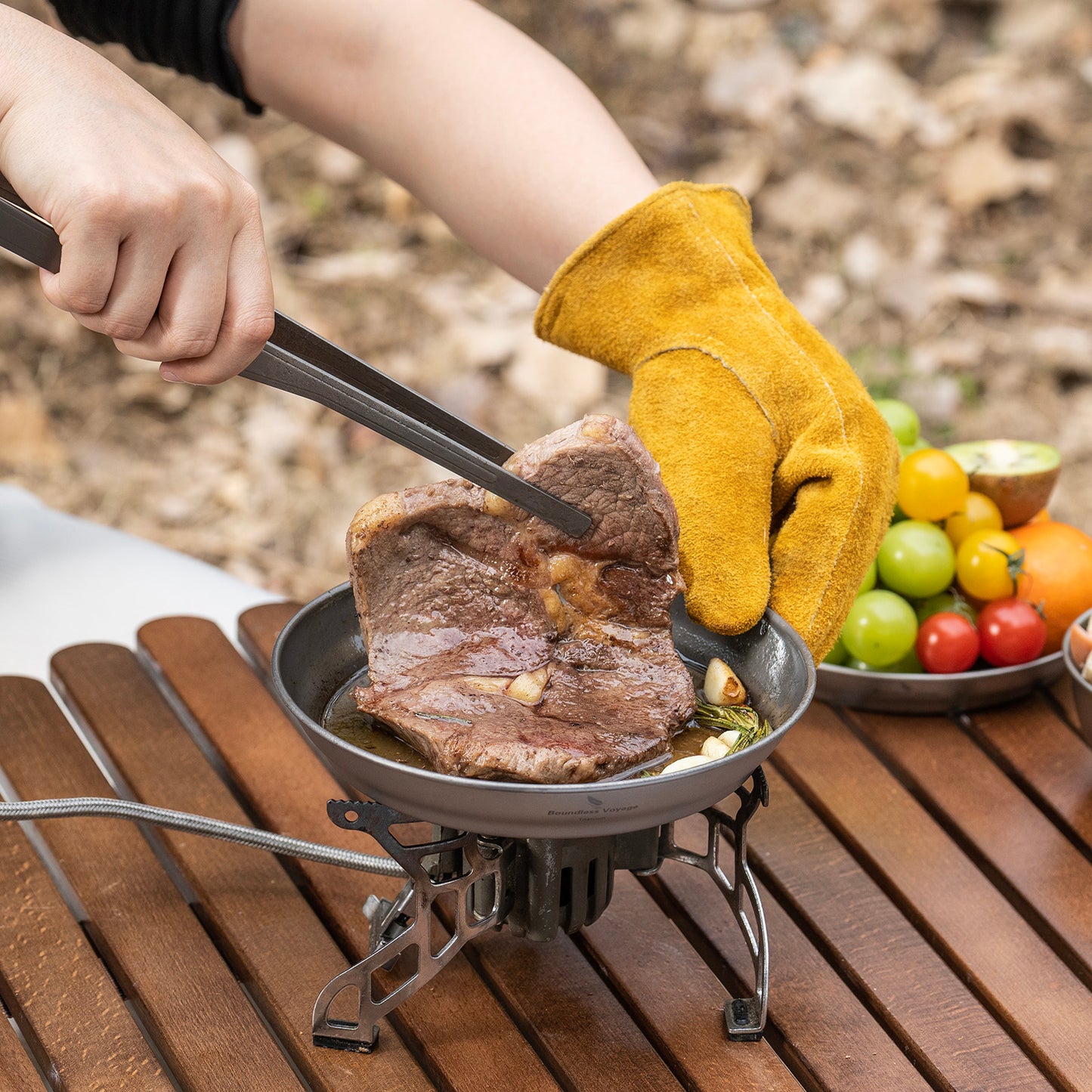 Boundless Voyage 7" Titanium Camping Pan Plate – Ultralight Outdoor Dish with Carry Bag for Hiking, Backpacking & Travel