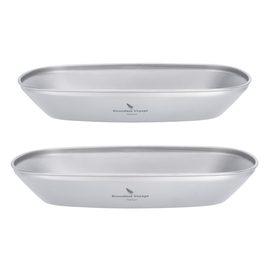 Boundless Voyage Titanium Oval Plate Set– Ultralight Camping Serving Dish for Outdoor Dining, Travel & Backpacking