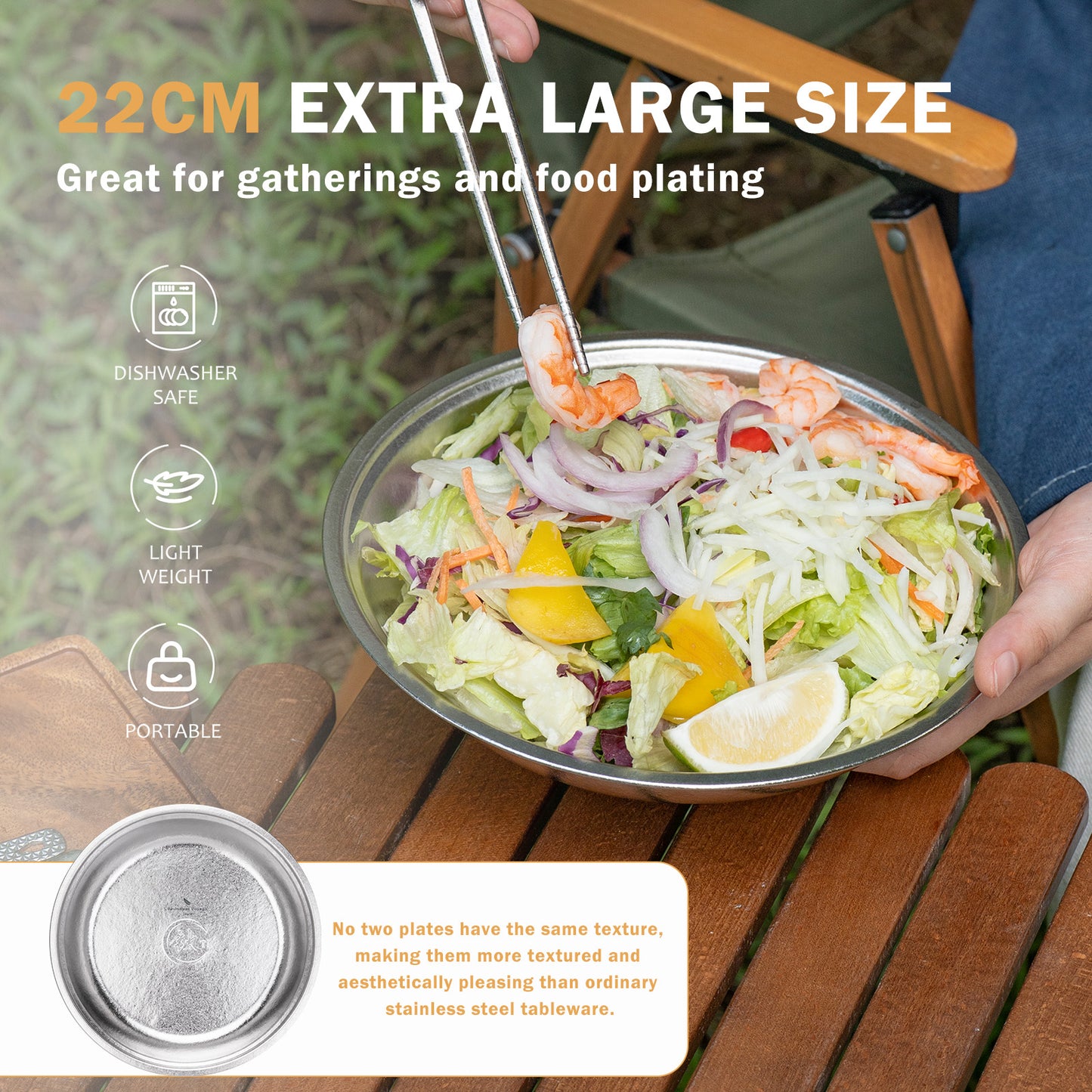 Boundless Voyage TA1 Titanium Dinner Plate – 22cm Ultralight Metal Plate for Camping, Picnic, Travel & Home