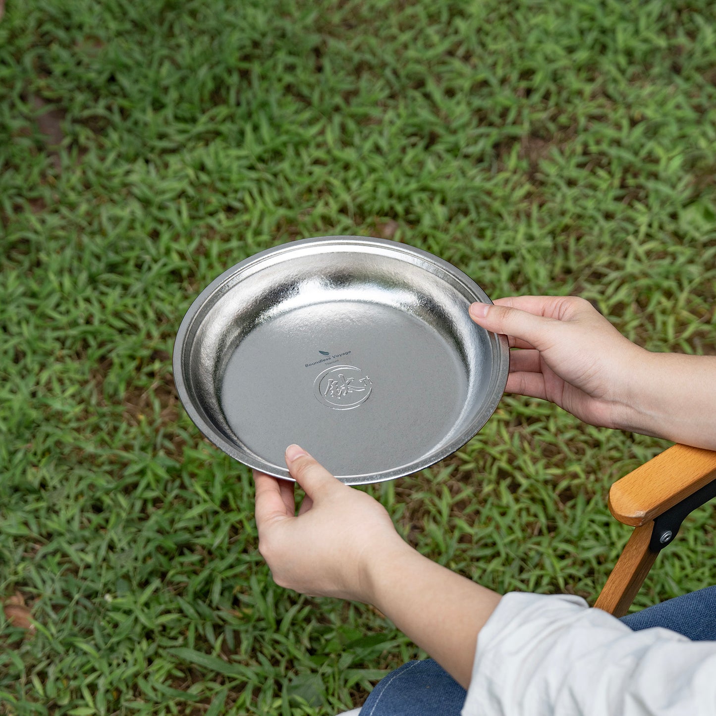 Boundless Voyage TA1 Titanium Dinner Plate – 22cm Ultralight Metal Plate for Camping, Picnic, Travel & Home