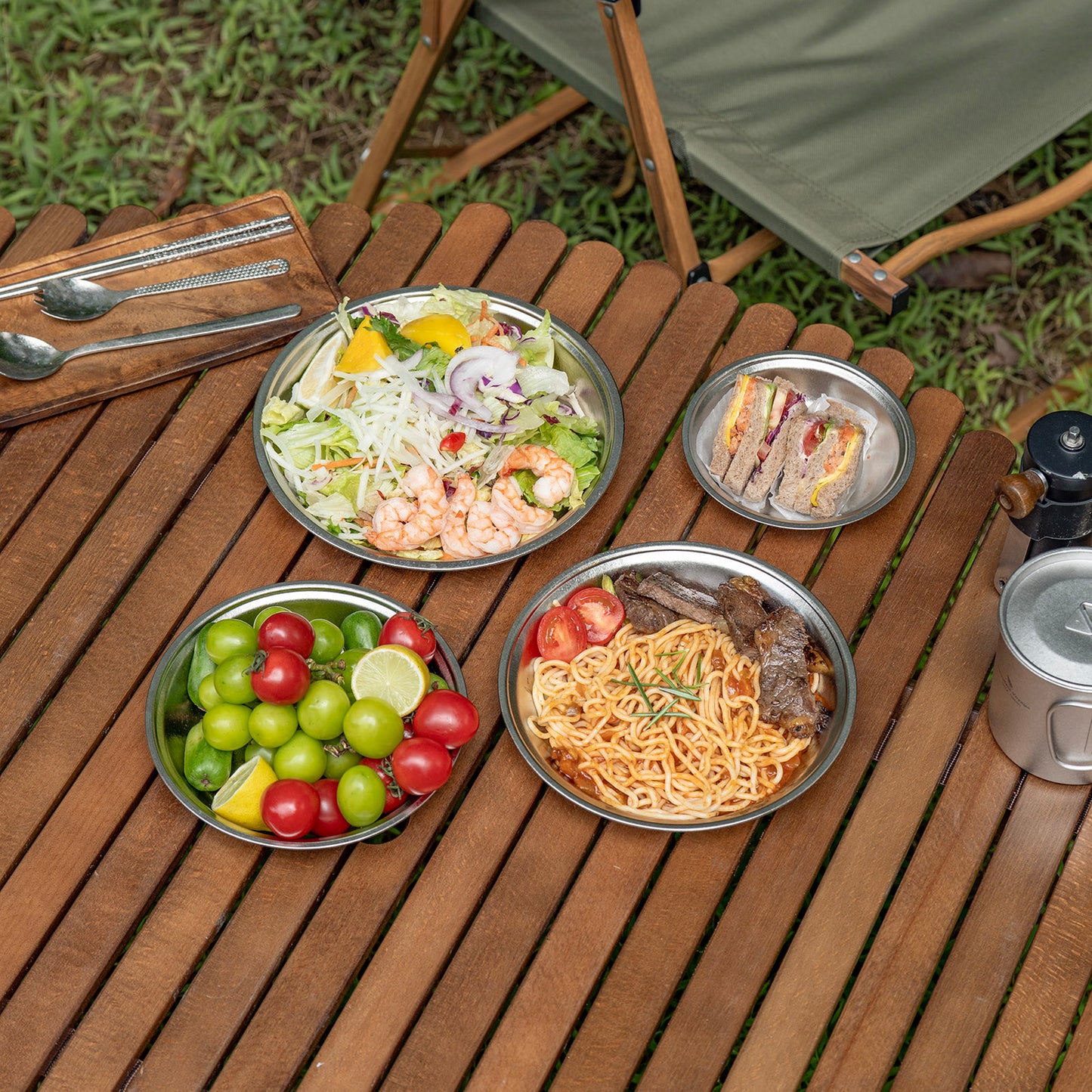 Boundless Voyage 4-Piece Titanium Plate Set – 14/18/20/22cm Ultralight Crystalline TA1 Dinner Plates for Camping, Picnic & Home