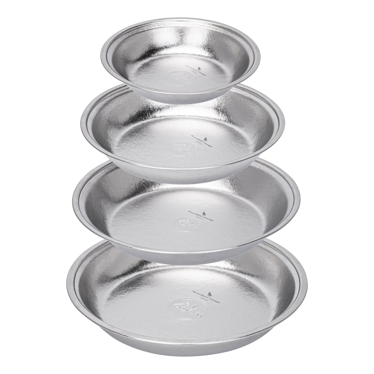 Boundless Voyage 4-Piece Titanium Plate Set – 14/18/20/22cm Ultralight Crystalline TA1 Dinner Plates for Camping, Picnic & Home