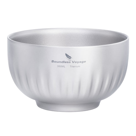 Boundless Voyage 350ml Titanium Double-Walled Bowl – Ultralight Insulated Camping Tableware for Rice, Soup & Oatmeal