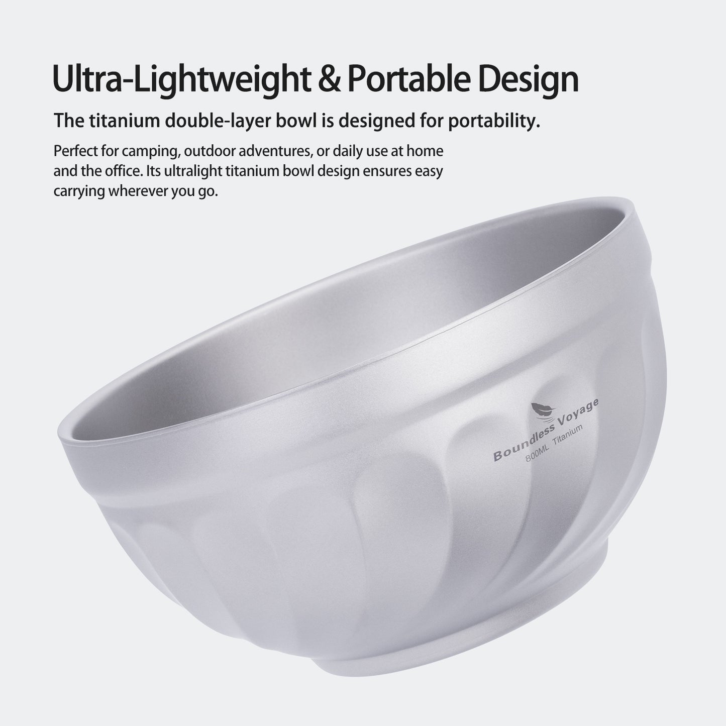 Boundless Voyage 800ml Titanium Double-Wall Bowl – Insulated Camping Rice, Soup, Oatmeal & Salad Bowl for Outdoor & Everyday Use