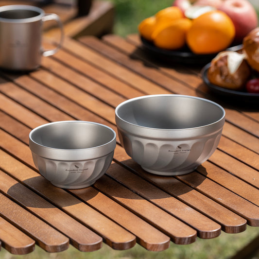 Boundless Voyage Titanium Double-Walled Bowl Set – 500ml & 800ml Ultralight, Insulated & Durable Tableware for Camping, Hiking & Everyday Use