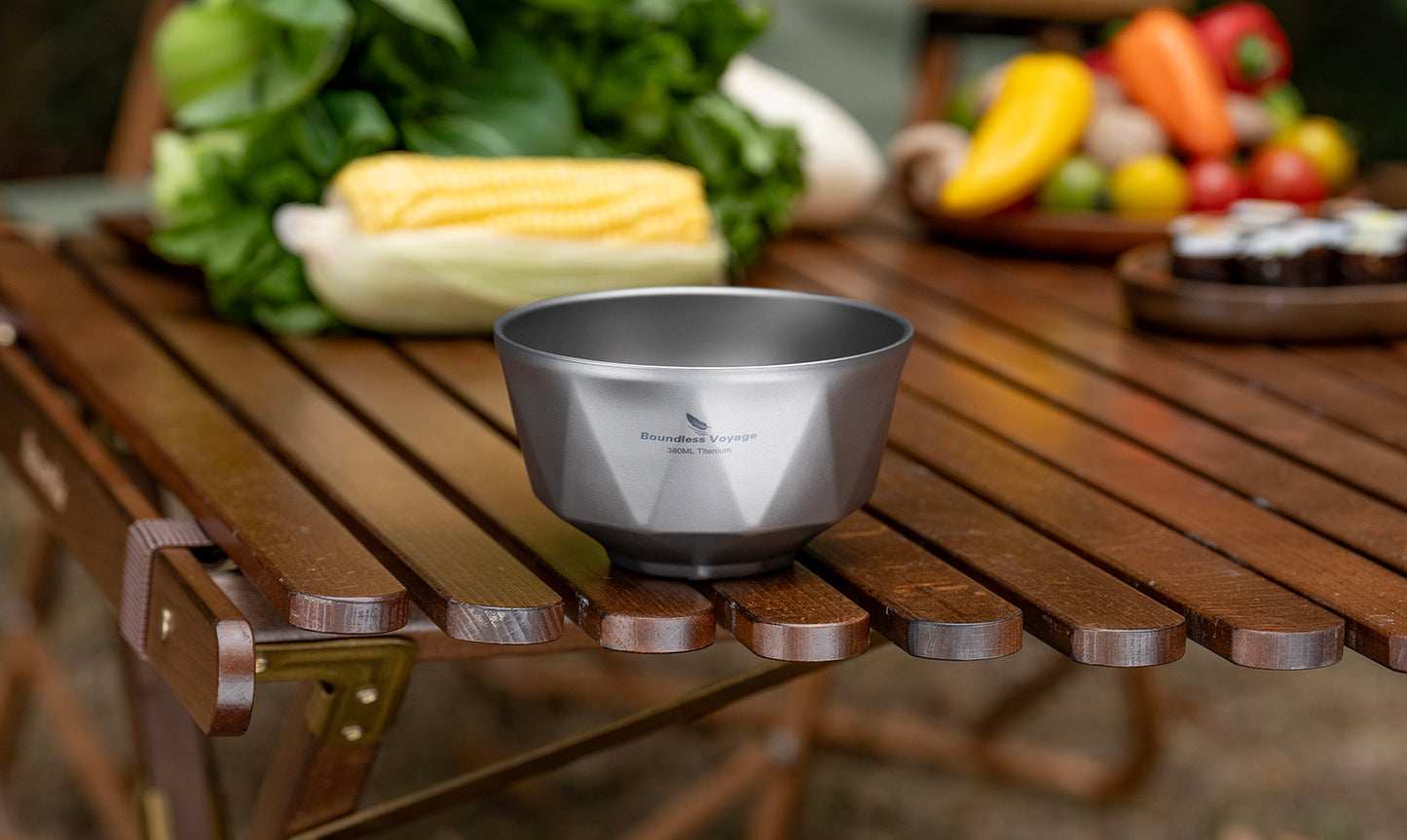 Boundless Voyage Titanium Double-Wall Bowl 380ml – Ultralight Insulated Serving Bowl for Rice, Soup & Camping