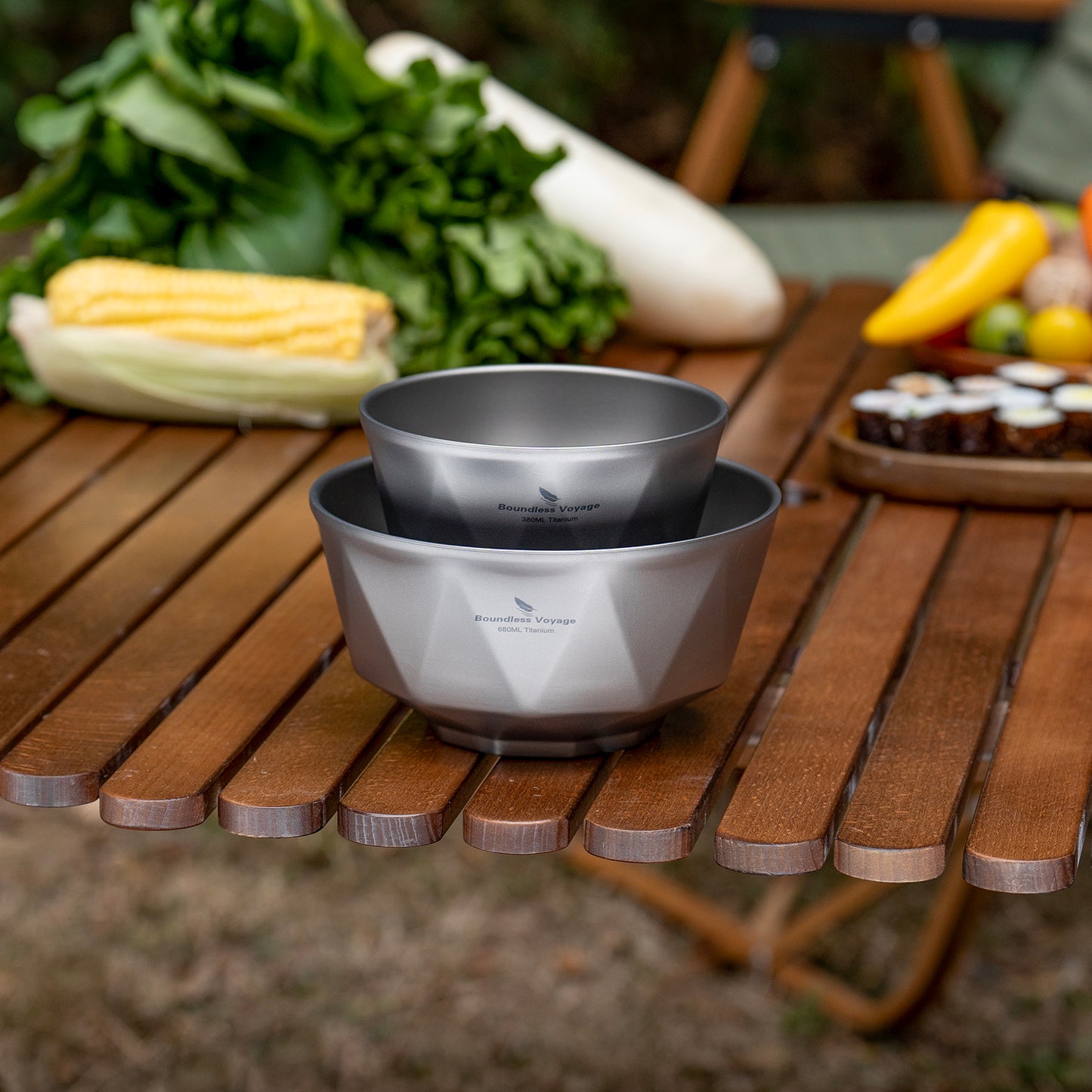 Boundless Voyage Double-Walled Titanium Bowl | 380ml & 680ml Ultralight Insulated Camping Bowl Set | Heat-Resistant Tableware