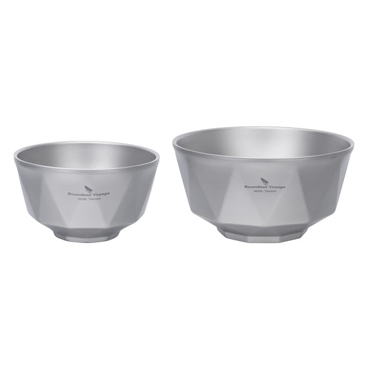 Boundless Voyage Double-Walled Titanium Bowl | 380ml & 680ml Ultralight Insulated Camping Bowl Set | Heat-Resistant Tableware