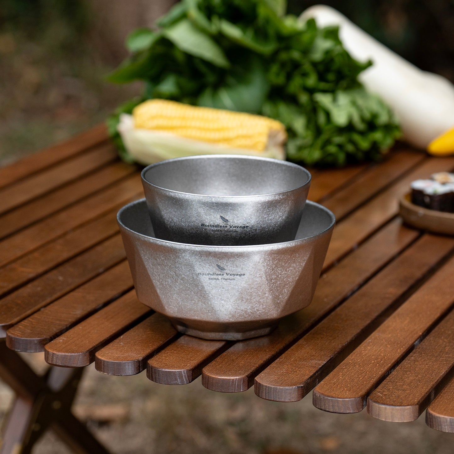 Boundless Voyage Double-Walled Titanium Bowl | 380ml & 680ml Ultralight Insulated Camping Bowl Set | Heat-Resistant Tableware