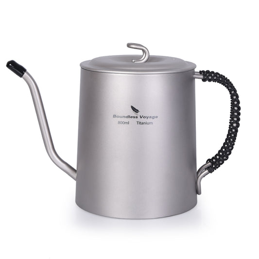 Boundless Voyage Outdoor Titanium Kettle  with Anti-scalding Handle for Wine Coffee Pot fit Fire Induction Cooker