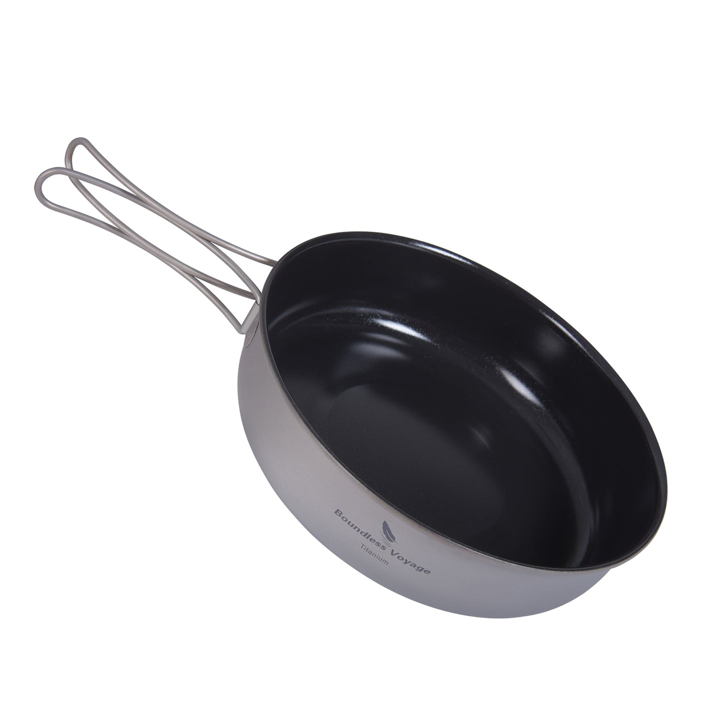 Boundless Voyage Titanium Non-stick Frying Pan with Ceramic Coating – Folding Handle | Ultralight Outdoor Camping, Picnic & Hiking Skillet | Durable, Portable & Eco-Friendly Tableware