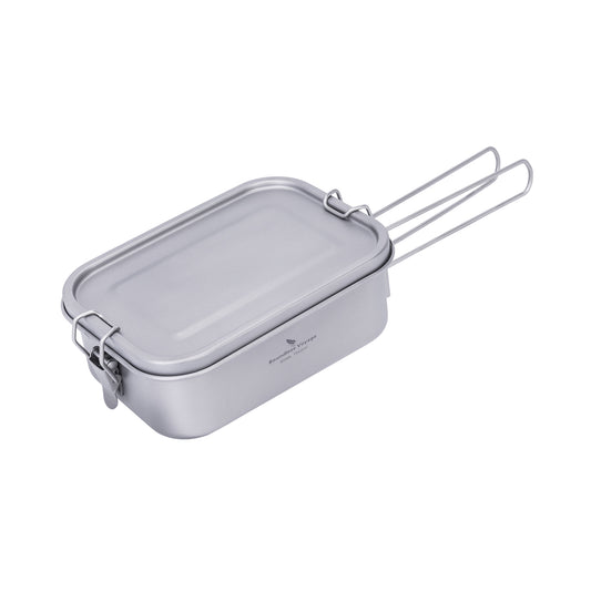 Boundless Voyage Titanium Mess Tin with Lid Anti-scalding Handle Outdoor Camping Tableware Cookware Lunch Box Bowl Pan