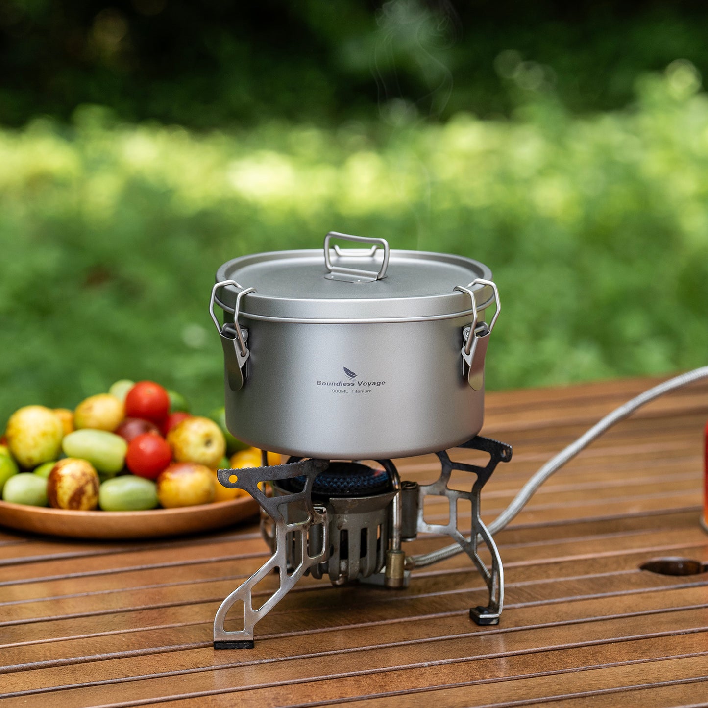 Boundless Voyage 900ml Titanium Food Storage Container – Multi-Functional Lunch Box & Steamer with Sealed & Vented Lids for Camping, Travel & Outdoor Cooking