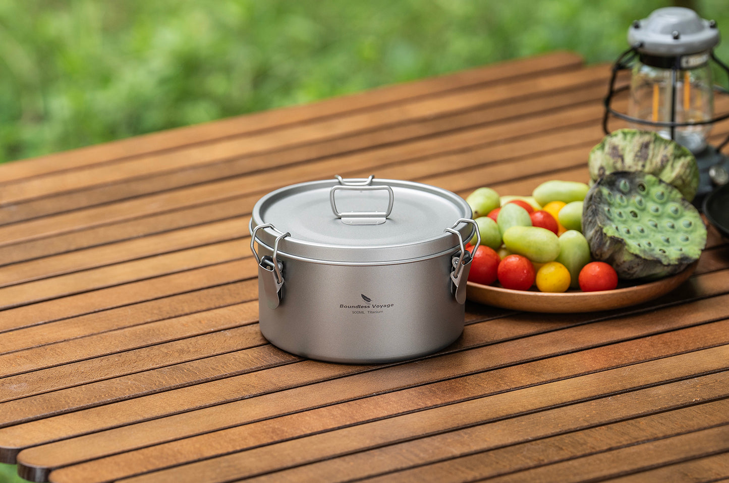 Boundless Voyage 900ml Titanium Food Storage Container – Multi-Functional Lunch Box & Steamer with Sealed & Vented Lids for Camping, Travel & Outdoor Cooking