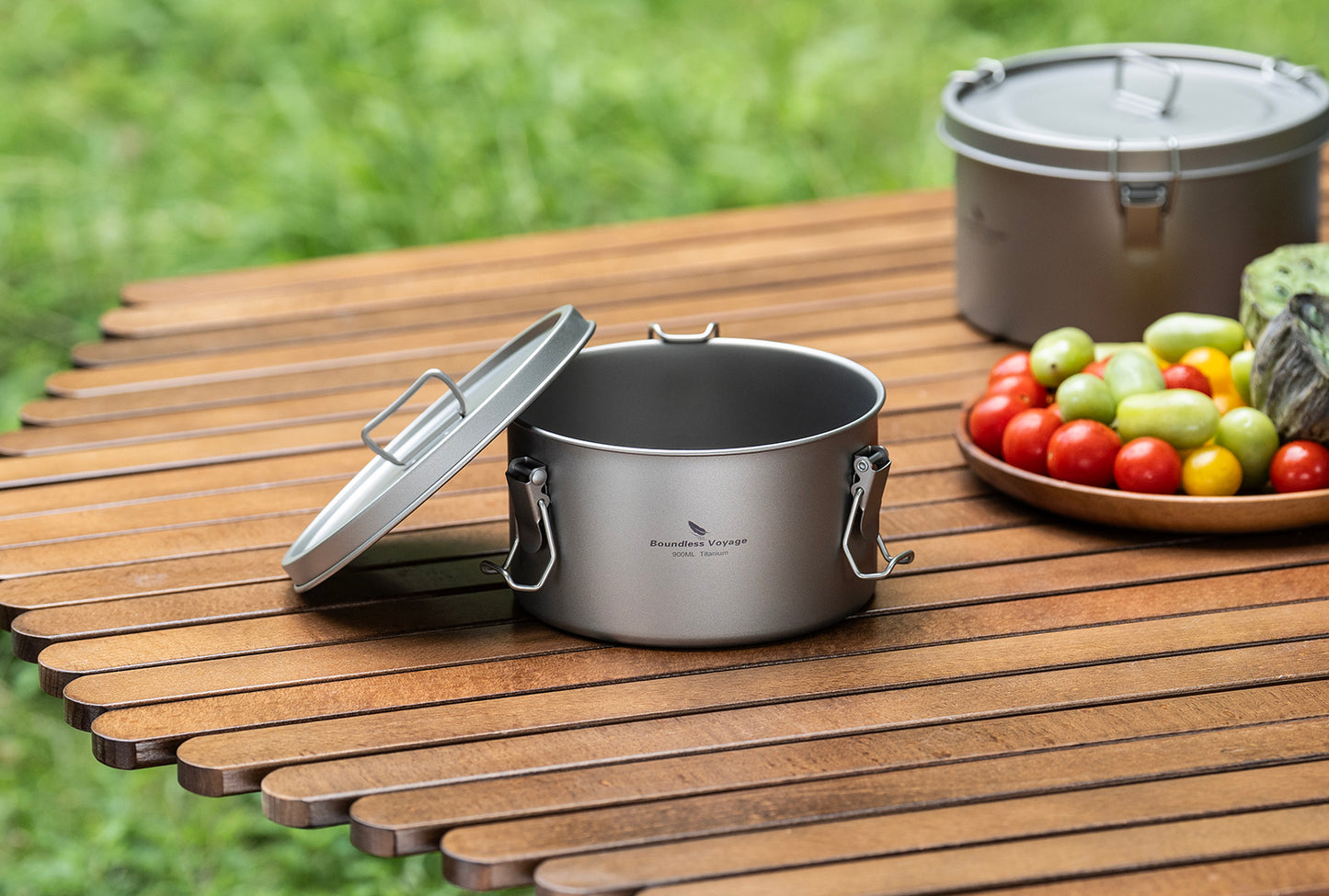 Boundless Voyage 900ml Titanium Food Storage Container – Multi-Functional Lunch Box & Steamer with Sealed & Vented Lids for Camping, Travel & Outdoor Cooking