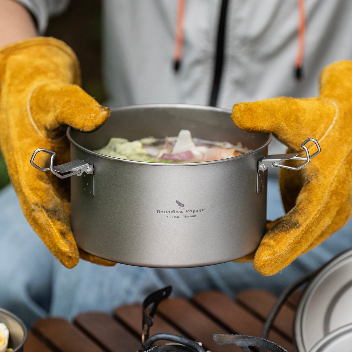 Boundless Voyage 1500ml Titanium Food Storage Container – Multi-Functional Lunch Box & Steamer with Sealed & Vented Lids for Camping, Travel & Meal Prep