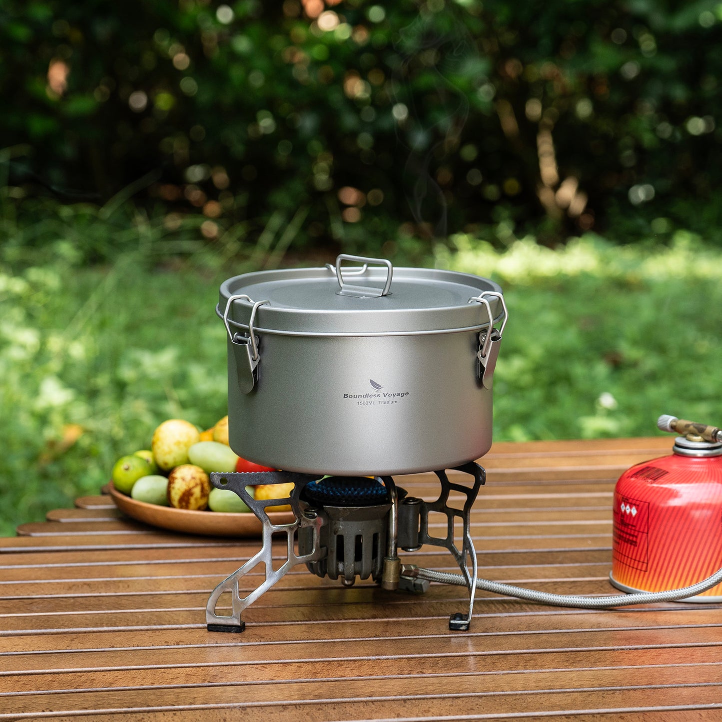 Boundless Voyage 1500ml Titanium Food Storage Container – Multi-Functional Lunch Box & Steamer with Sealed & Vented Lids for Camping, Travel & Meal Prep