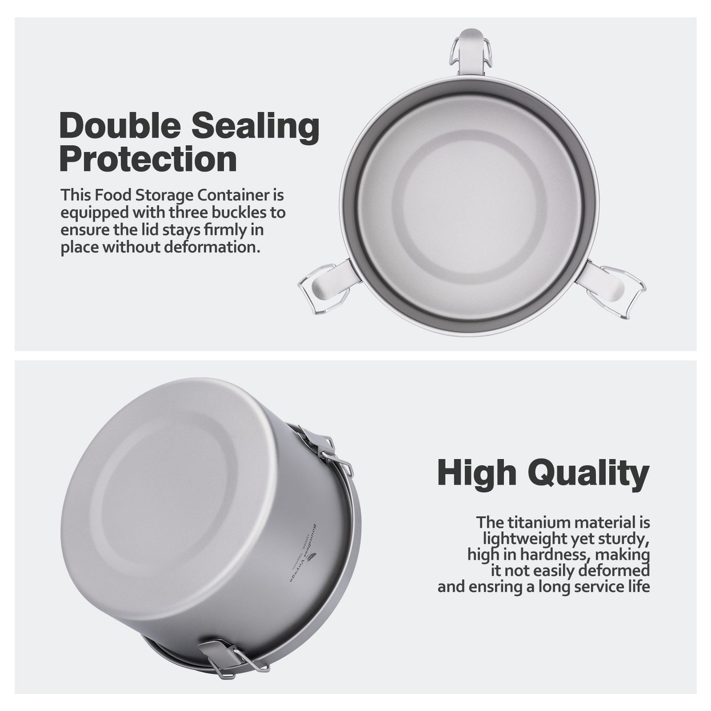 Boundless Voyage 1500ml Titanium Food Storage Container – Multi-Functional Lunch Box & Steamer with Sealed & Vented Lids for Camping, Travel & Meal Prep