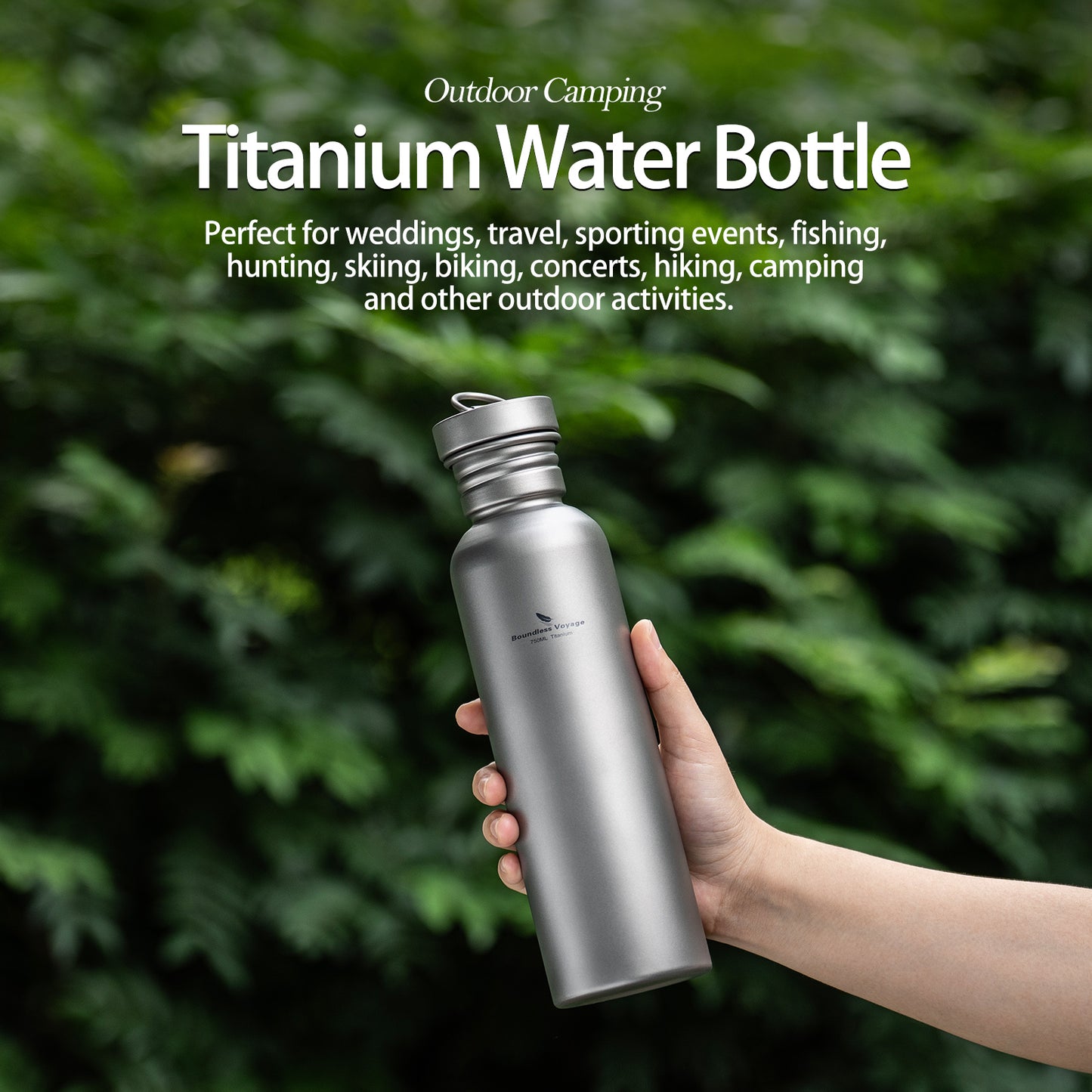 Boundless Voyage Titanium Water Bottle 750ml – Ultralight, Leak-Proof & Durable for Camping, Hiking & Everyday Use