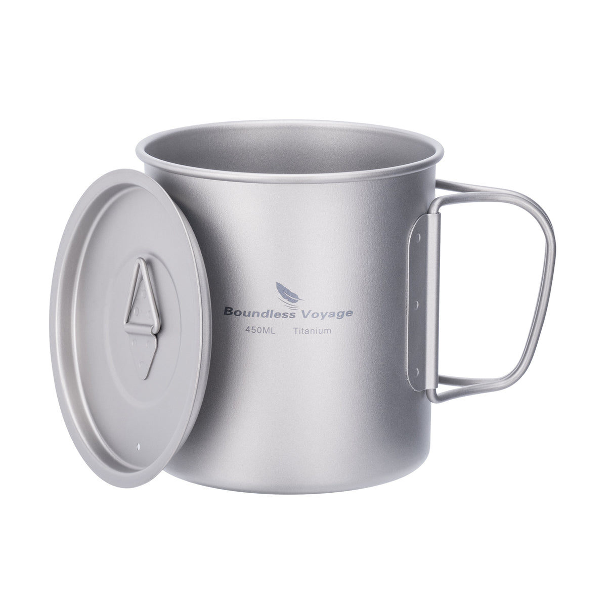 Boundless Voyage 450ml Titanium Cup with Lid – Ultralight Single-Wall Camping Coffee Mug & Small Cook Pot
