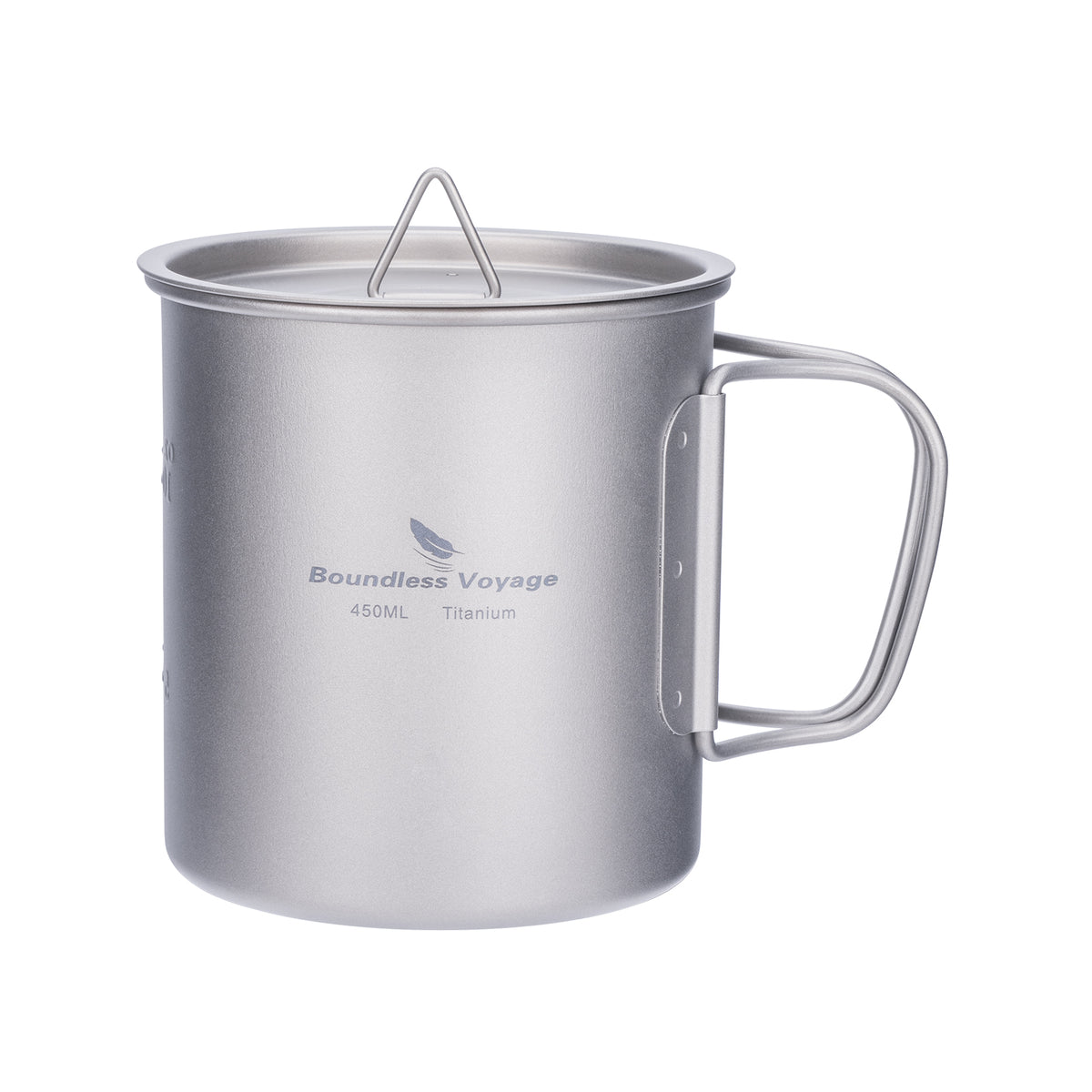 Boundless Voyage 450ml Titanium Cup with Lid – Ultralight Single-Wall Camping Coffee Mug & Small Cook Pot