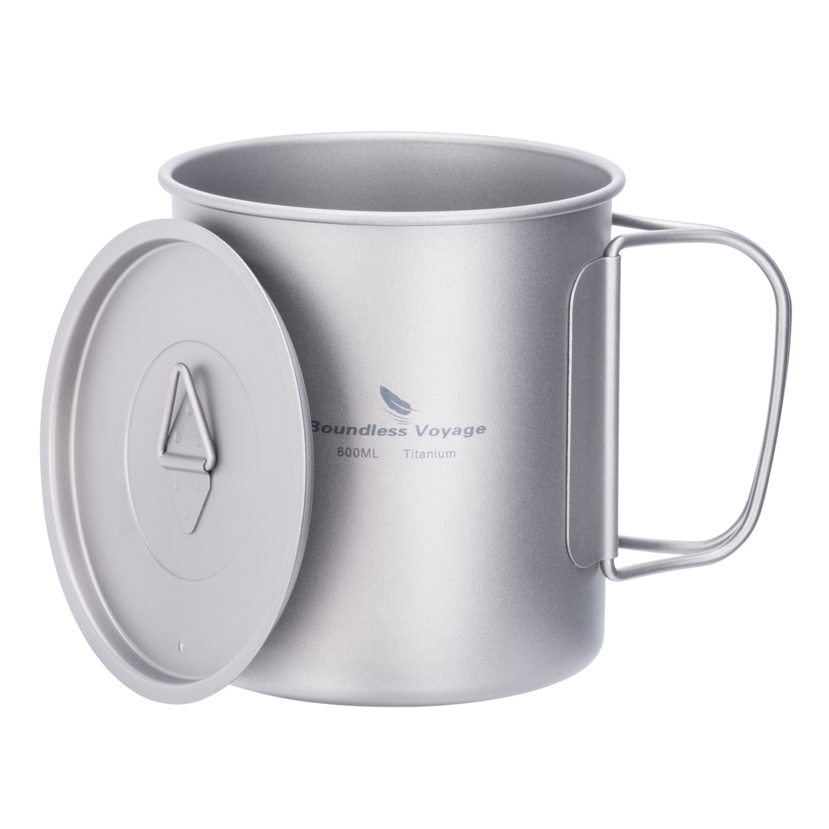 Boundless Voyage Ultralight Titanium Hanging Mug with Bail Handle | Single-Wall Camping Cup & Cooking Pot | Foldable Handle Backpacking Canteen for Open Fire & Stove | Non-Toxic & BPA-Free