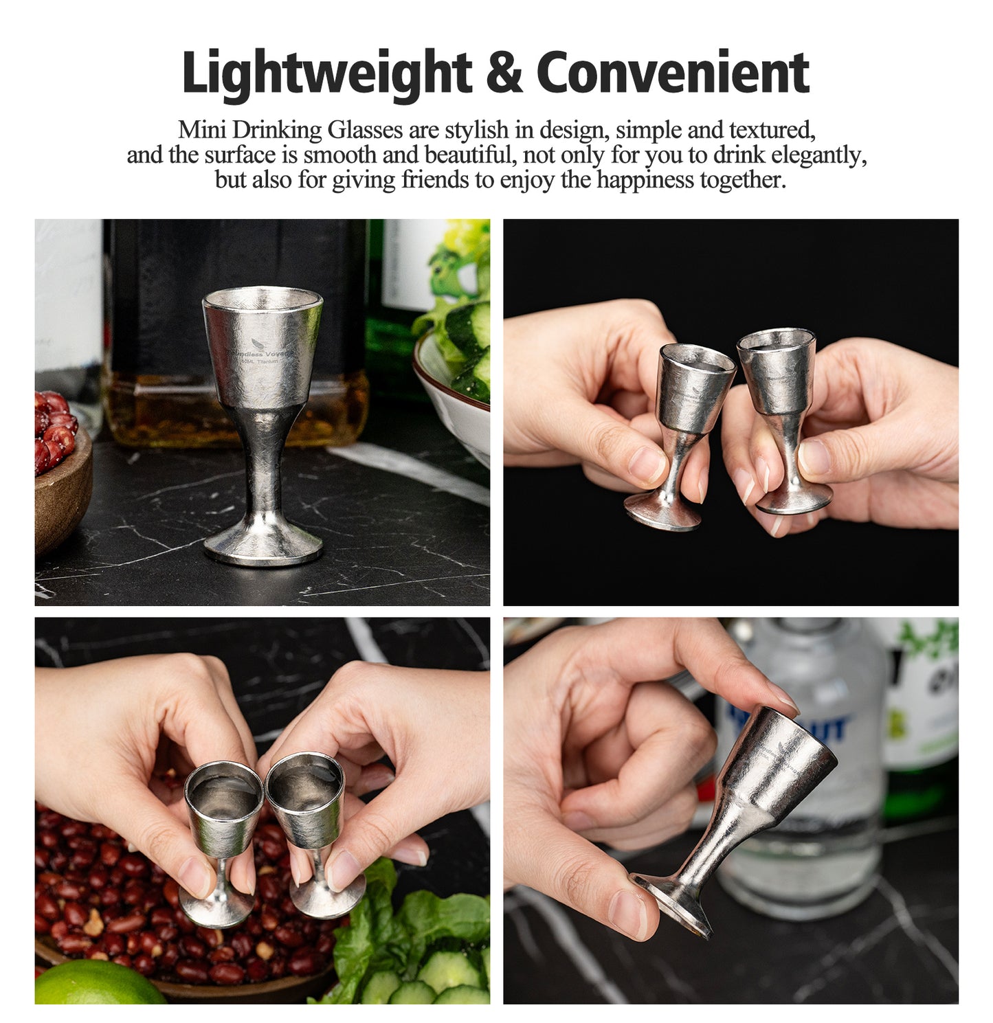 Boundless Voyage Titanium Mini Shot Glasses 10ml  Ultralight Whiskey  Tequila Drinking Cups for Camping Outdoor Travel