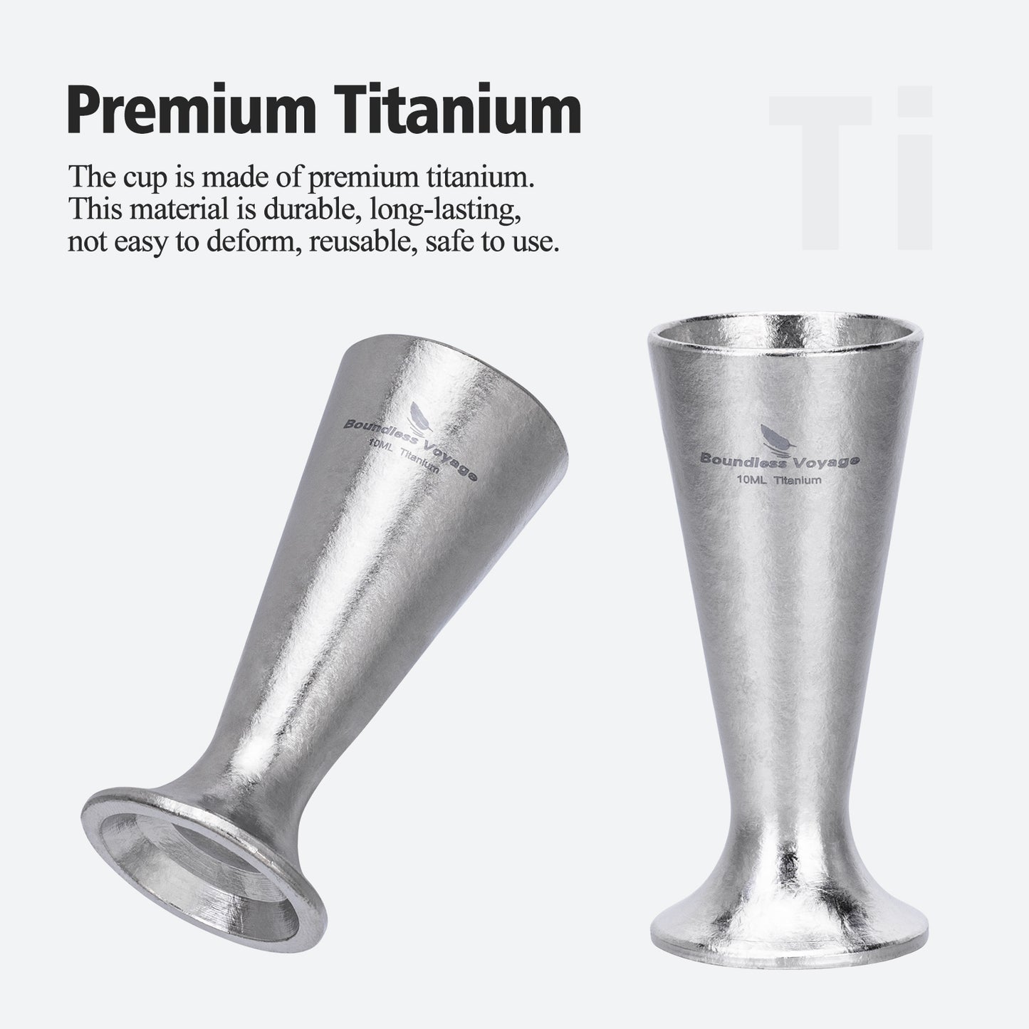 Boundless Voyage 10ml Titanium Mini Shot Glass | Ultralight Pocket Whiskey & Tequila Tasting Cup | Unbreakable & Non-Toxic Spirit Glass for Camping, EDC & Outdoor Travel