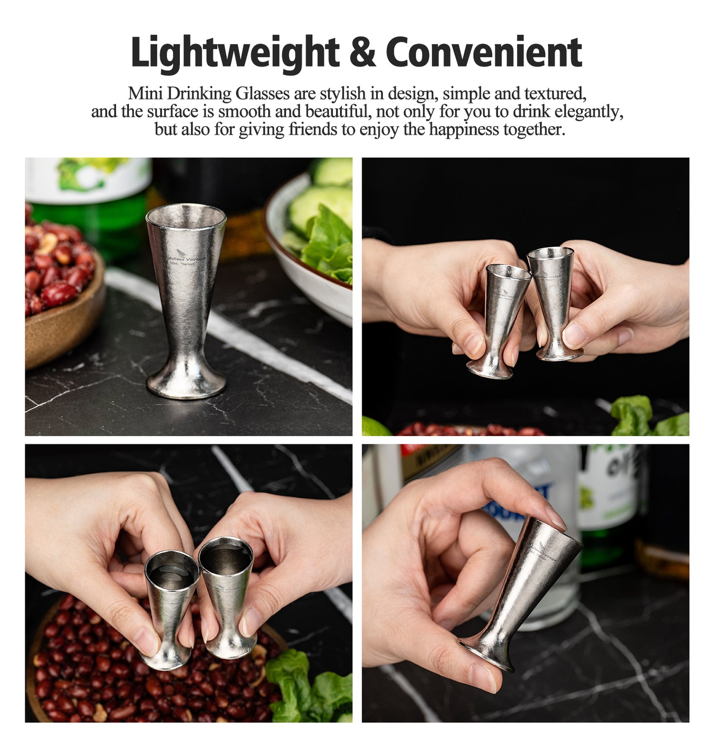 Boundless Voyage 10ml Titanium Mini Shot Glass | Ultralight Pocket Whiskey & Tequila Tasting Cup | Unbreakable & Non-Toxic Spirit Glass for Camping, EDC & Outdoor Travel