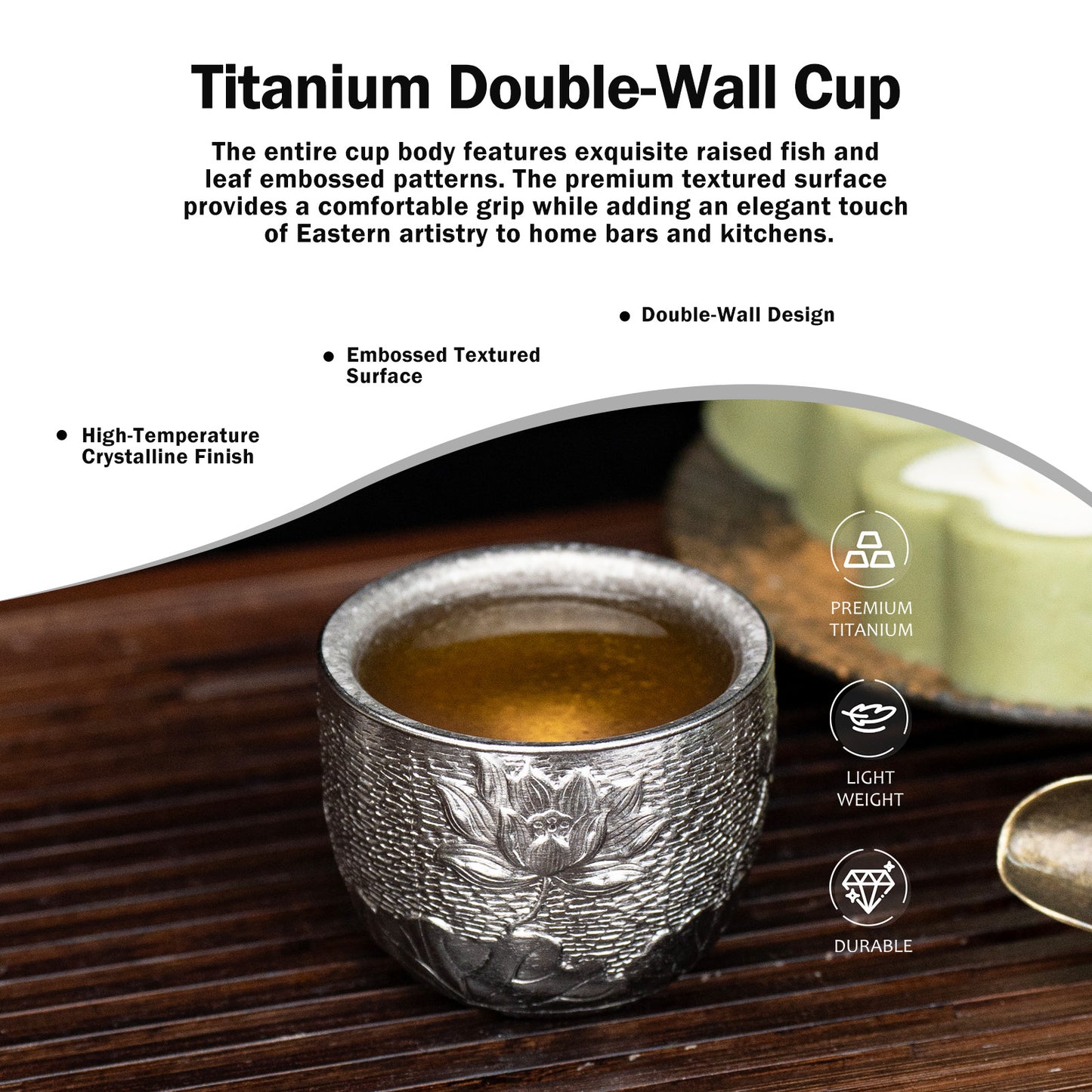 Boundless Voyage 50ml Double-Wall Titanium Cup – Ultralight Mini Espresso & Tea Cup for Camping, Travel & Home