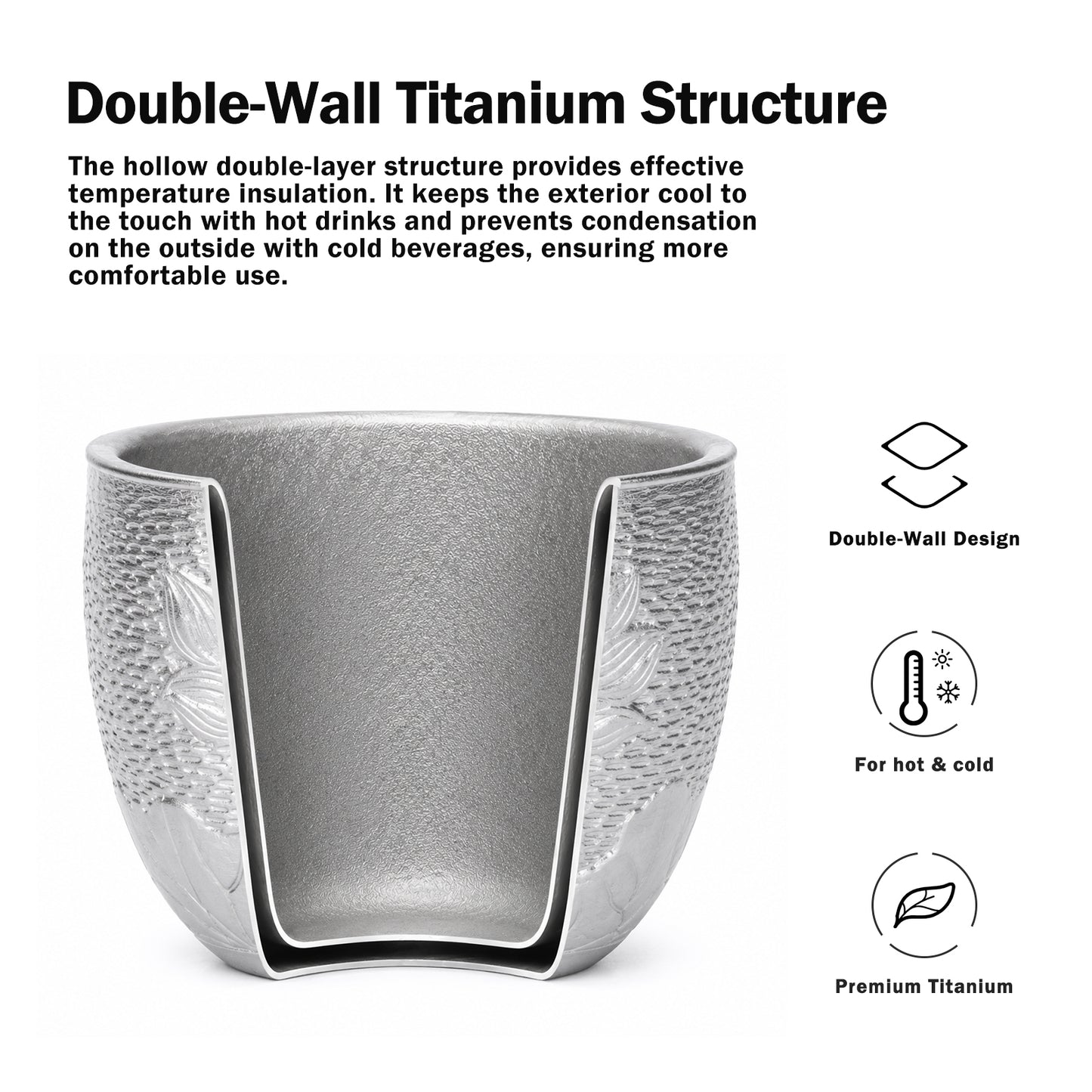 Boundless Voyage 50ml Double-Wall Titanium Cup – Ultralight Mini Espresso & Tea Cup for Camping, Travel & Home