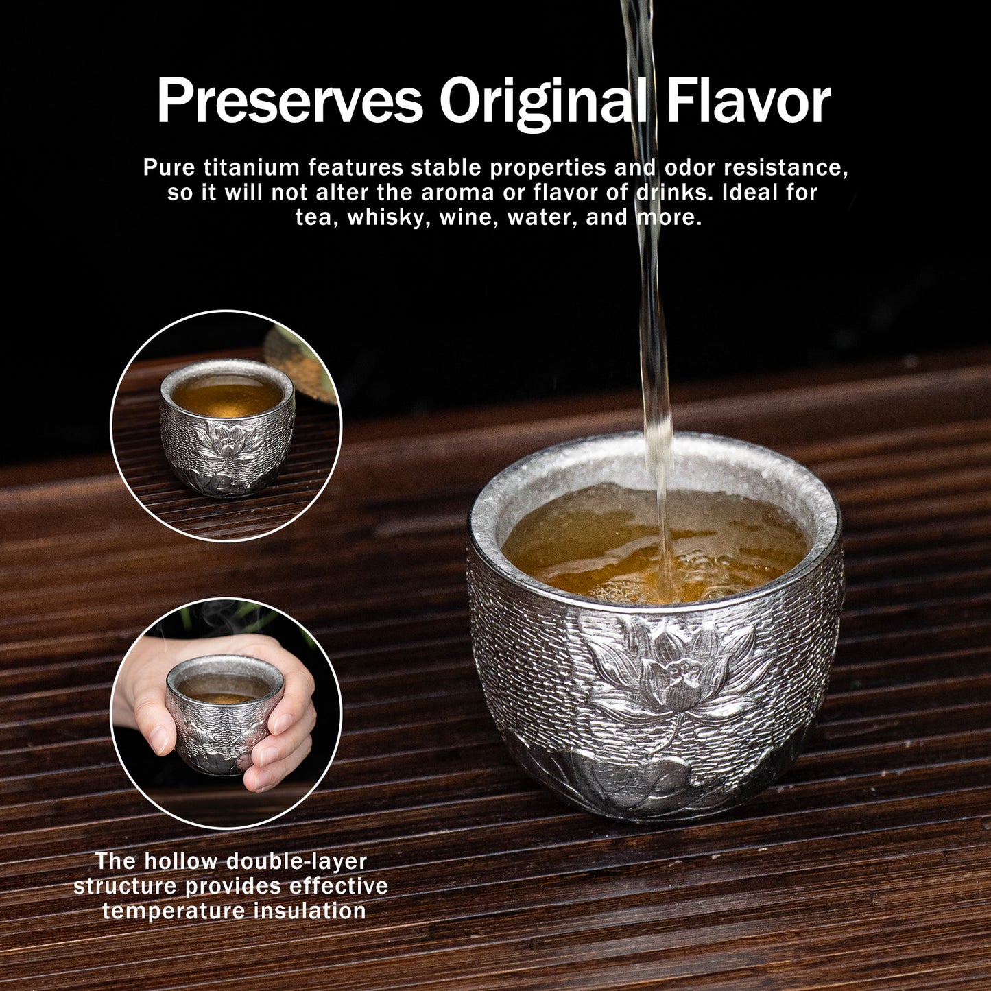 Boundless Voyage 50ml Double-Wall Titanium Cup – Ultralight Mini Espresso & Tea Cup for Camping, Travel & Home
