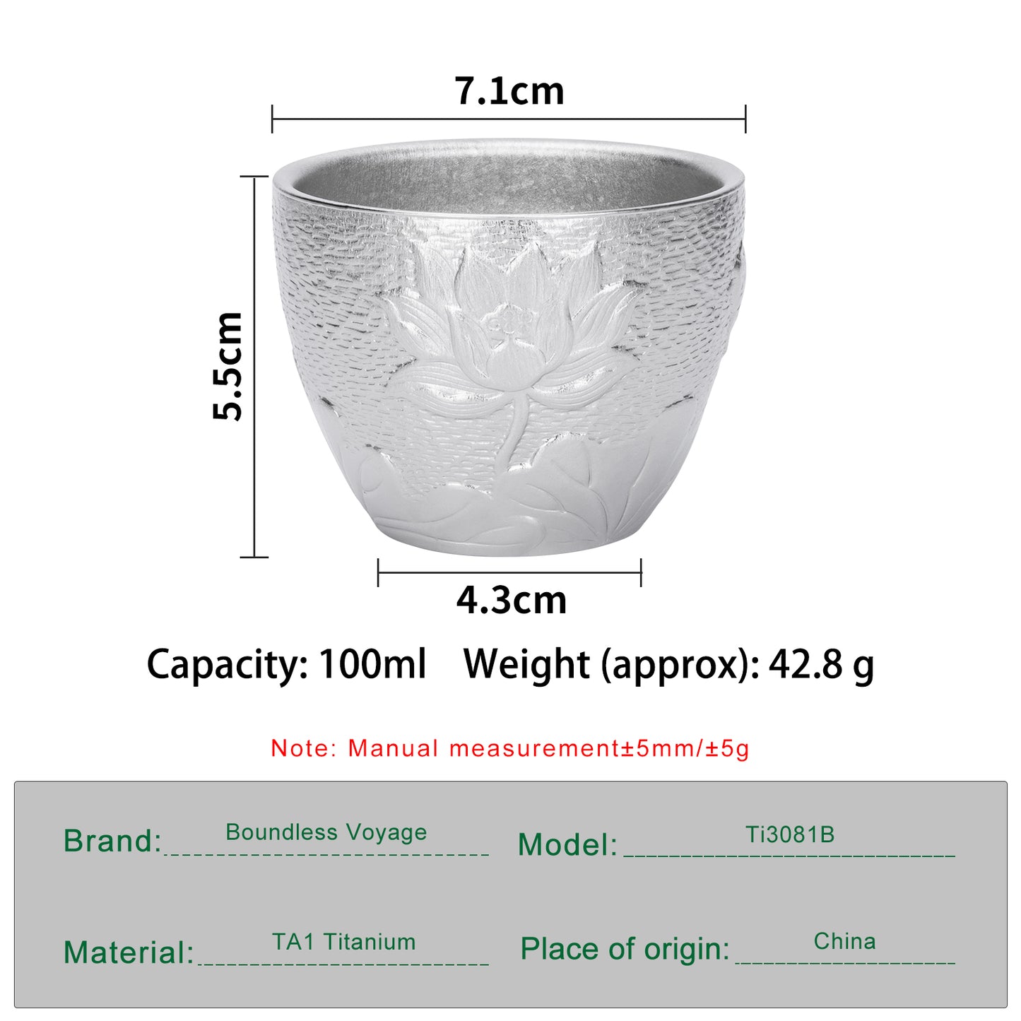 Boundless Voyage 100ml Double-Wall Titanium Cup – Ultralight Mini Coffee, Tea & Espresso Cup for Camping, Travel & Home