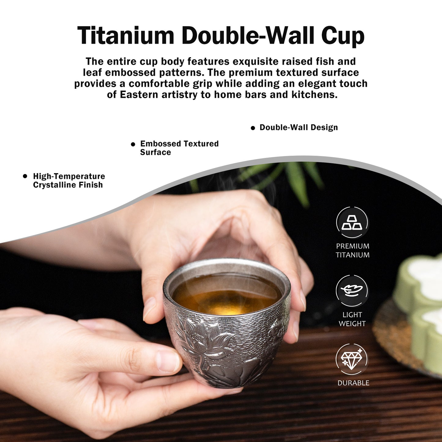 Boundless Voyage 100ml Double-Wall Titanium Cup – Ultralight Mini Coffee, Tea & Espresso Cup for Camping, Travel & Home