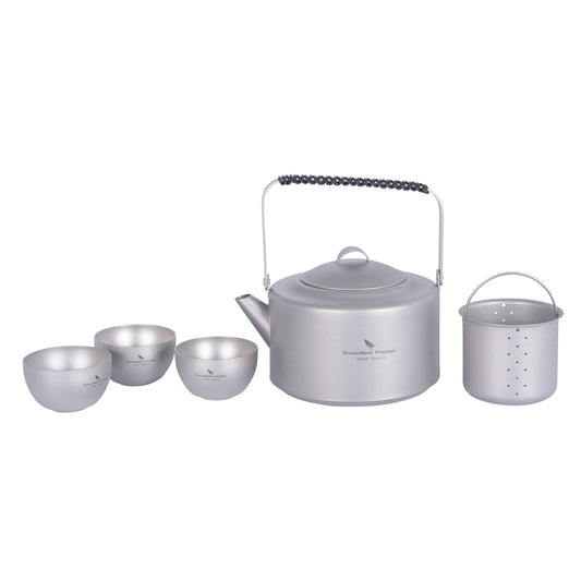Boundless Voyage 450ml Titanium Teapot Set with 25ml Cup | 122g Ultralight Mini Kettle with Filter & Lifting Handle | Portable Tea Maker for Camping
