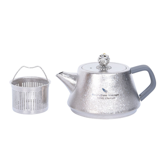 Boundless Voyage 300ml Ultralight Titanium Teapot | 114g Portable Side-Handle Tea Kettle with Filter Mesh | Camping, Hiking & Daily Use