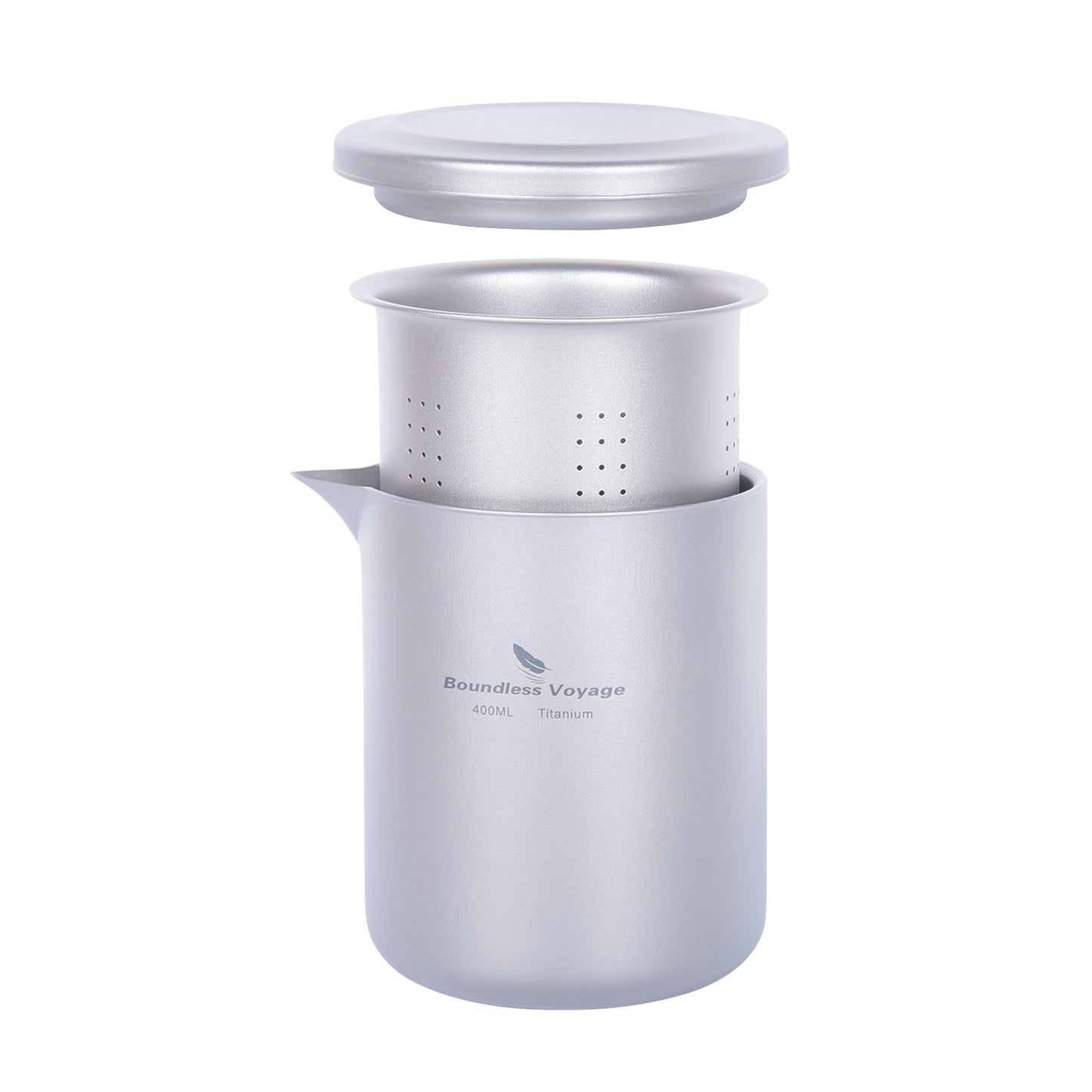 Boundless Voyage 400ml Titanium Double-Layer Tea Maker | Anti-Scald Insulated Teapot with Filter | Lightweight Double-Walled Tea Mug for Camping