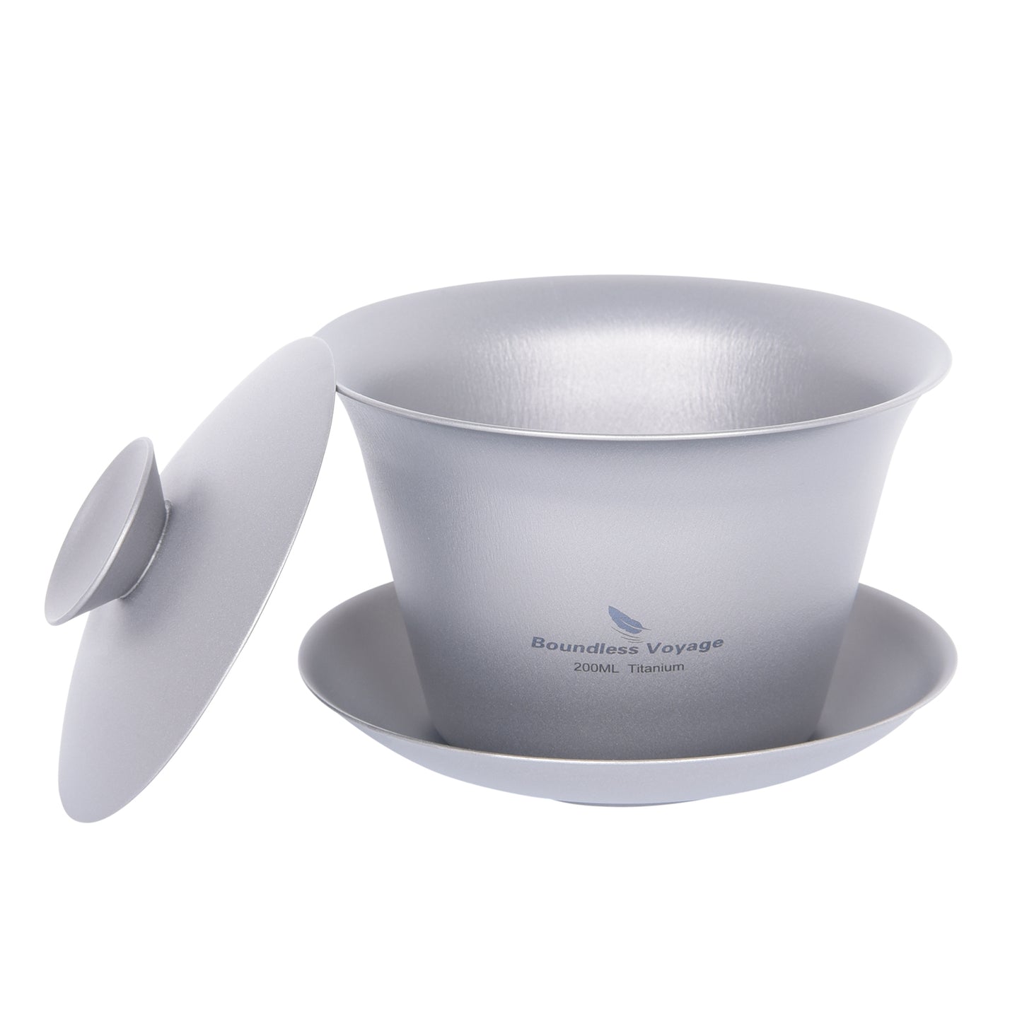 Boundless Voyage 200ml Titanium Gaiwan Set | Chinese Kung Fu Tea Bowl with Lid & Saucer | 114g Ultralight Anti-Scald Tea Set for Travel