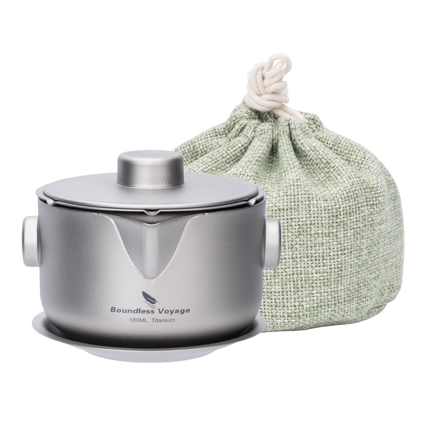 Boundless Voyage 180ml Titanium Double-Layer Tea Maker | 136g Ultralight Stackable Teapot with Filter | Anti-Scald Travel Tea Mug & Tray