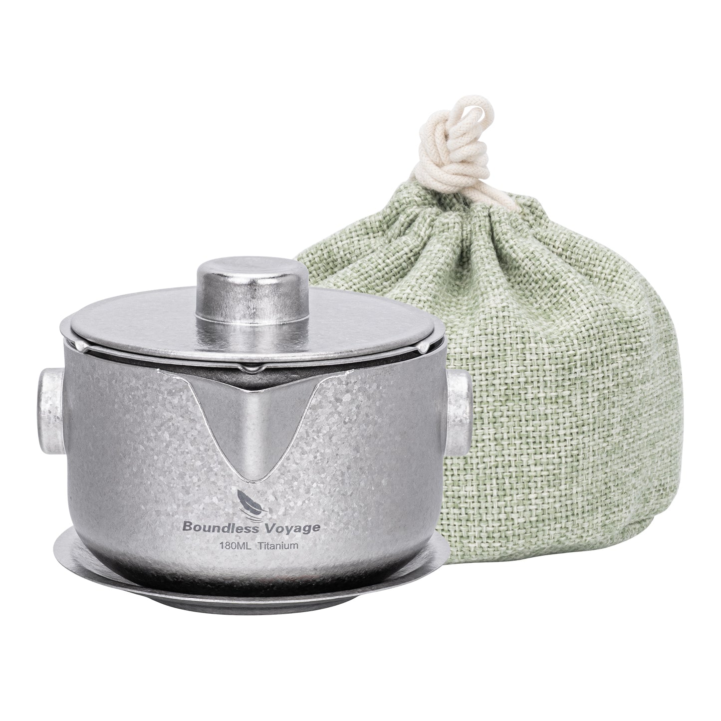 Boundless Voyage 180ml Titanium Double-Layer Tea Maker | 136g Ultralight Stackable Teapot with Filter | Anti-Scald Travel Tea Mug & Tray