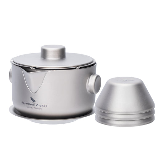 Boundless Voyage Titanium Double-Walled Tea Maker Set with Lid & Filter – Ultralight Anti-Scald Teapot & Coffee Mug for Outdoor & Daily Use