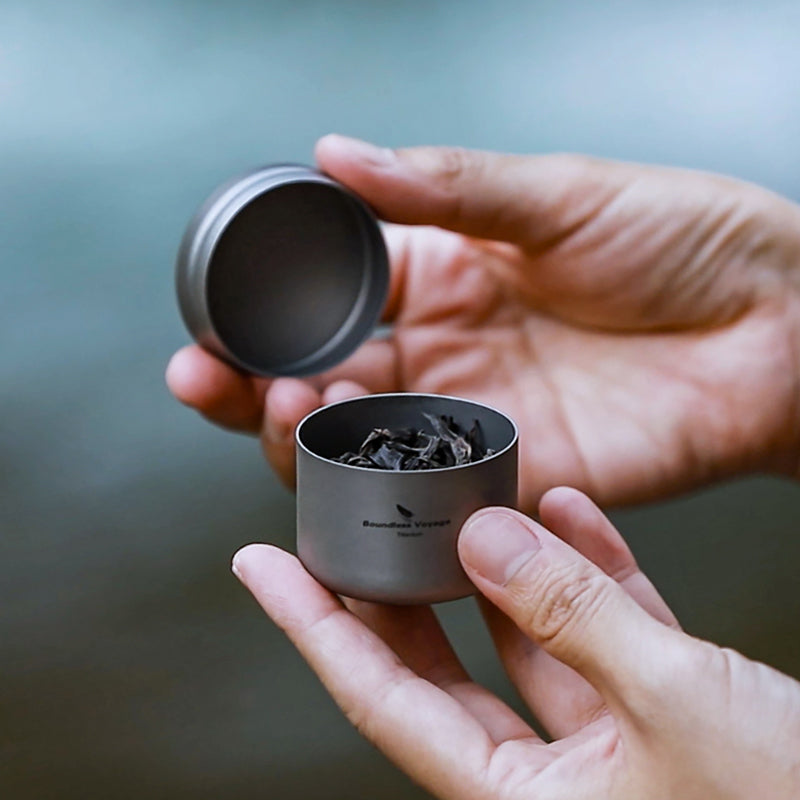 Boundless Voyage Mini Titanium Tea Caddy Jar | 23g Ultralight Airtight Tea Storage Canister | Smell-Proof & Moisture-Proof Travel Container