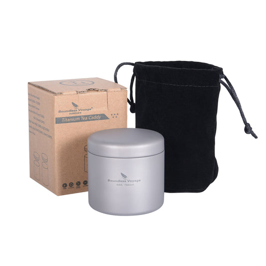 Boundless Voyage 80ml Titanium Tea Caddy – Ultralight Portable Tea Canister for Loose Leaf Tea, Coffee, Spices, Sugar & Small Food Storage