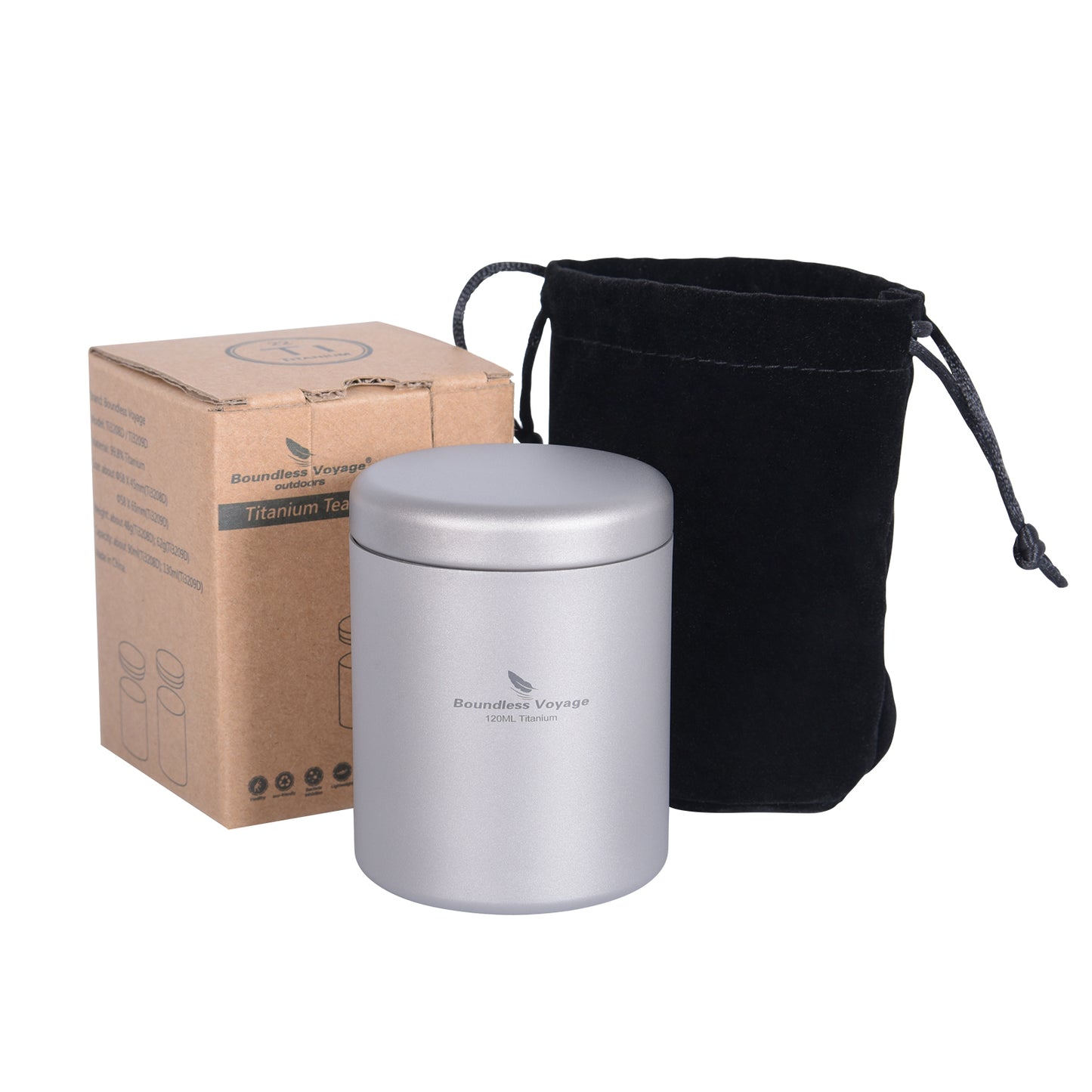 Boundless Voyage 120ml Titanium Tea Caddy – Ultralight Portable Tea Canister for Loose Leaf Tea, Coffee Beans, Spices & Dry Storage Container