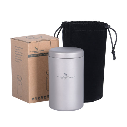 Boundless Voyage 200ml Titanium Tea Caddy – Ultralight Portable Tea Canister for Loose Leaf Tea, Coffee Beans, Spices & Dry Food Storage