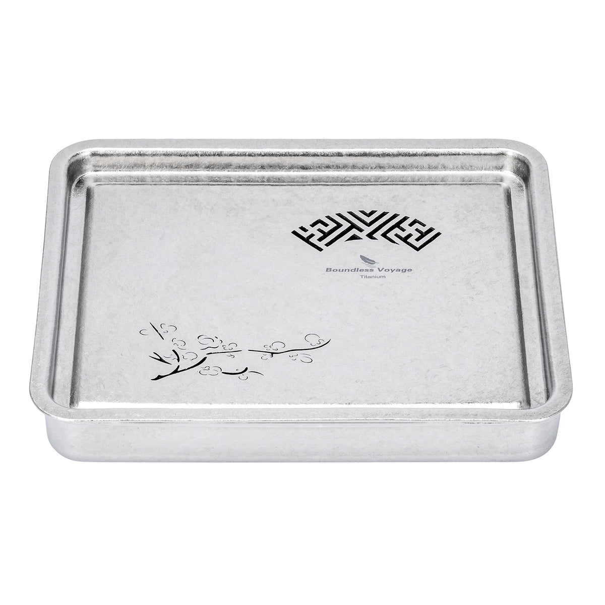 Boundless Voyage Pure Titanium Gongfu Tea Tray – Square Chinese Tea Tray with Plum Blossom Drainage, 450ml Water Collection Base
