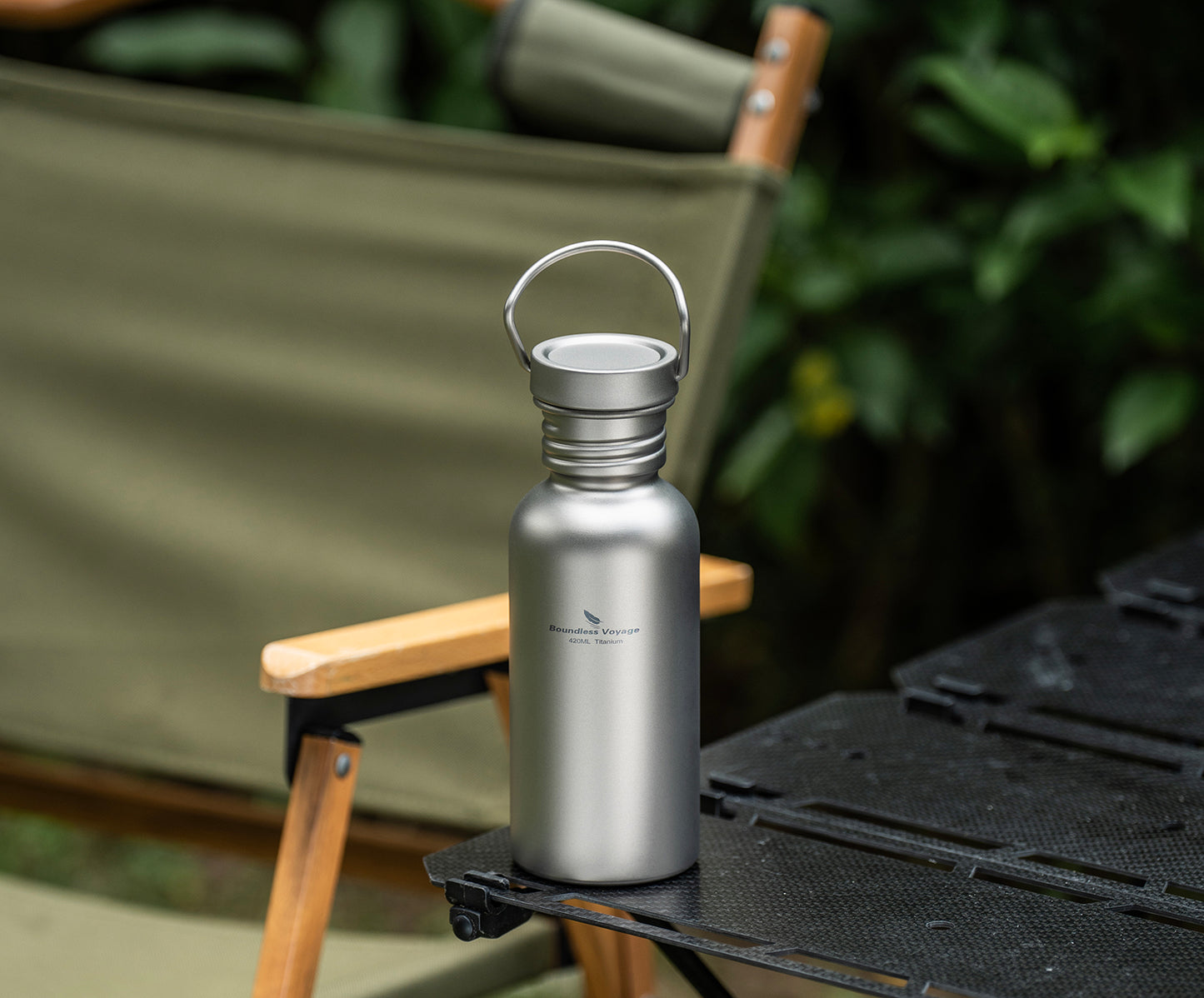 Boundless Voyage 420ml Titanium Water Bottle with Lid – Wide Mouth, Leak-Proof & Reusable Bottle for Camping, Hiking, and Everyday Use