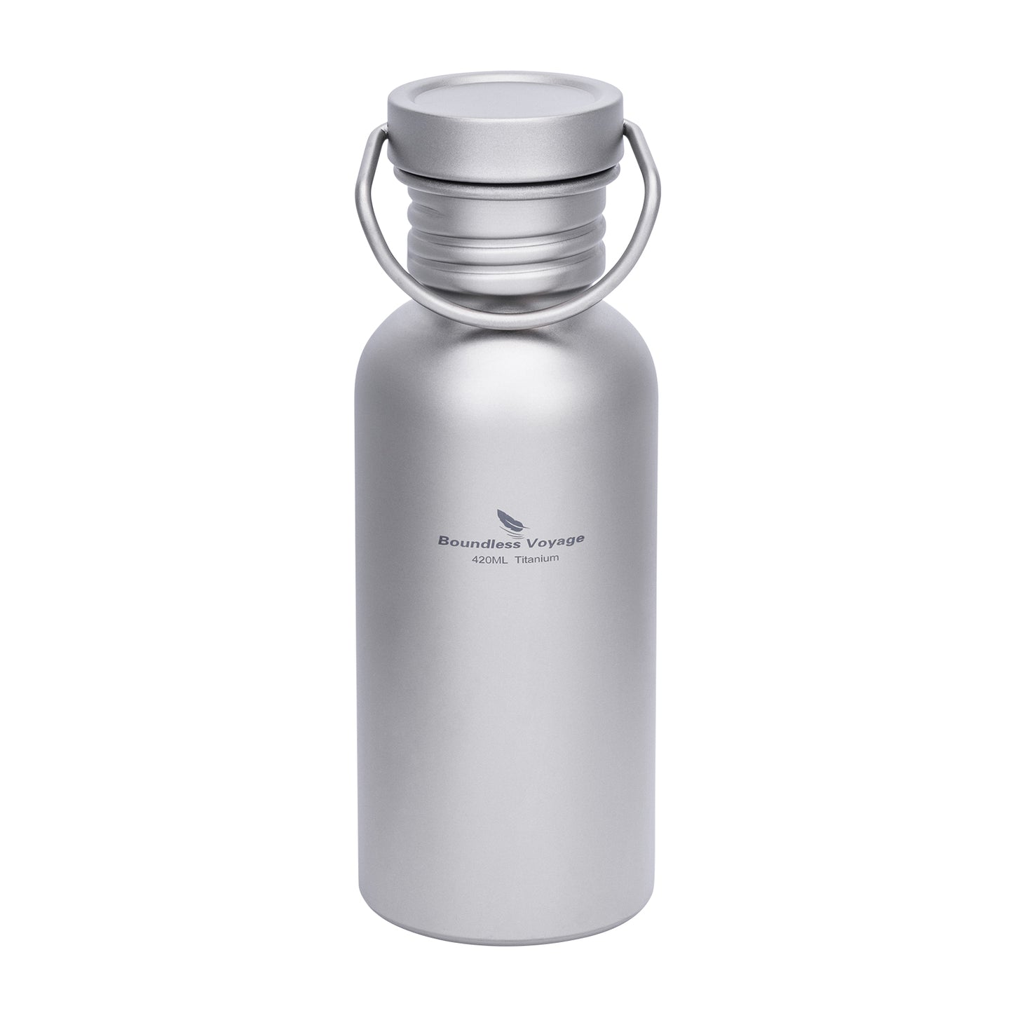 Boundless Voyage 420ml Titanium Water Bottle with Lid – Wide Mouth, Leak-Proof & Reusable Bottle for Camping, Hiking, and Everyday Use