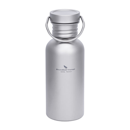 Boundless Voyage 420ml Titanium Water Bottle with Lid – Wide Mouth, Leak-Proof & Reusable Bottle for Camping, Hiking, and Everyday Use